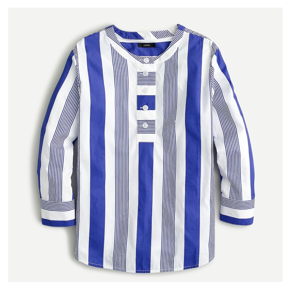J CREW  Button-front cotton poplin tunic in stripe